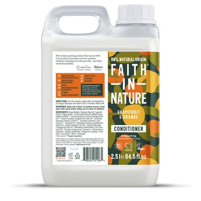 Faith in Nature Natural Shampoo - Vegan Cruelty Free, No SLS or Parabens - 84.5 fl oz, Grapefruit Orange