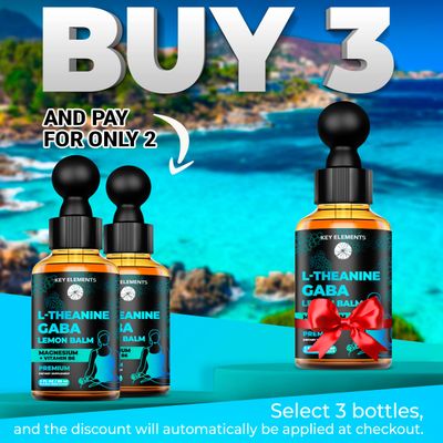 KEY ELEMENTS Liquid GABA with L Theanine Supplement GABA 500mg and L Theanine 200mg L-Theanine and GABA Supplements with Lemon Balm Extract, L-Theanine and Magnesium with Vitamin B6 GABA Drops