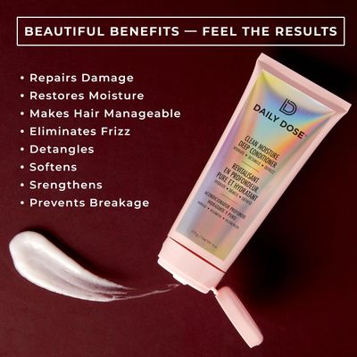DAILY DOSE Deep Conditioner Hair Mask - Moisturizes, Softens Restores Shine to Dry, Damaged, Color-Treated Hair - Vegan, Paraben-Free, Sulfate-Free - For All Hair Types - 6 oz