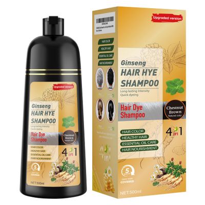 LOOPGENIE Hair Dye Shampoo 3 in 1 for Women Men 100 Gray Hair Coverage - Herbal Ingredients Natural Plant Hair Color - Hair Dye in Minutes 500ML Chestnut Brown