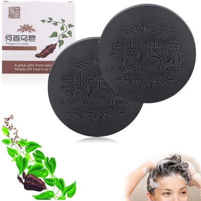 OBRVE Shampoo Bar for White Hair, 2PCS Gray Reverse Bar Soap, He Shou Wu for Deep Cleansing, Repair and Maintenance, Chemical Free, Easy to Use