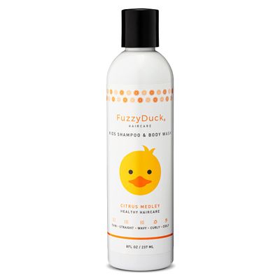 FuzzyDuck Kids Tear Free Shampoo Body Wash - Natural Hair Products for Kids Made with Aloe, Sea Botanicals Honey, Boost Moisture Manageability for All Hair Types (Citrus Medley, 8oz)