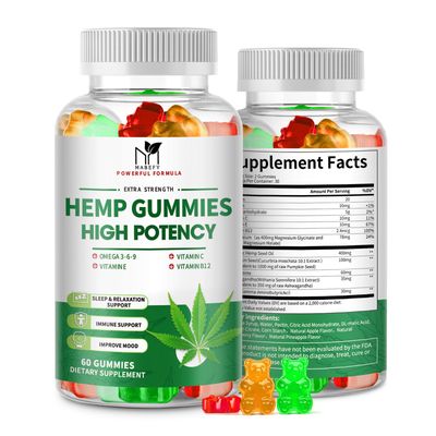 MABEFY Hemp Gummies - Extra Strength Organic Hemp Oil with Magnesium Vitamin CEB for Sleep, Pain Relaxation - Natural, High Potency Gummy, Vegan, Non-GMO Bear-Shaped Edibles (2 Packs)