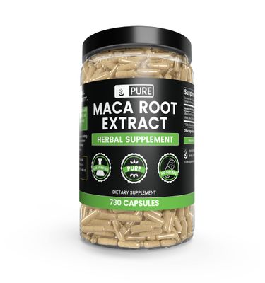 PURE ORIGINAL INGREDIENTS Maca Root (730 Capsules) No Magnesium Or Rice Fillers, Always Pure, Lab Verified