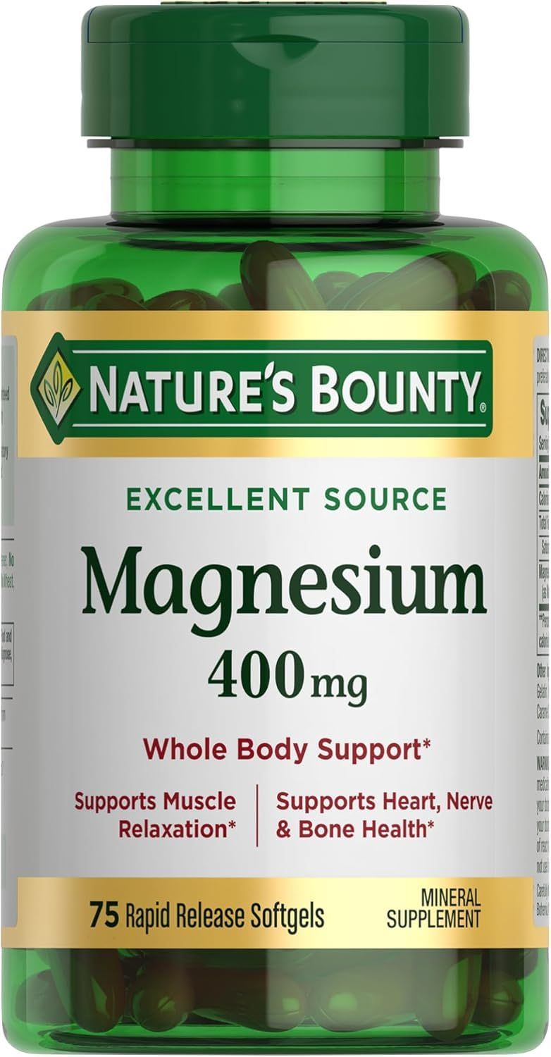 Nature&#39;s Bounty Magnesium 400 mg, Softgels, 75 ea - 2pc
