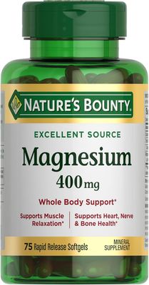 Nature&#39;s Bounty Magnesium 400 mg, Softgels, 75 ea - 2pc