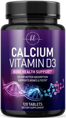 Calcium Supplements for Women 1200 mg Plus 1600 IU Vitamin D3, Bone Health, Teeth Immune Support - Mineral Supplement with Vitamin D High Absorbable Premium Calcium Carbonate - 120 Tablets