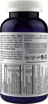 Trace Minerals ConcenTrace Trace Mineral Tablets - Supplement for Bone Joint Support - Aids Hydration Electrolyte Restoration - 90 Tablets (30 Servings)