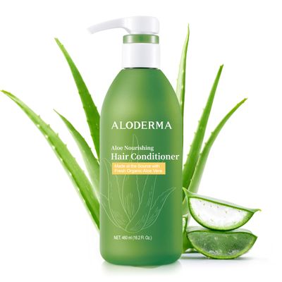 Aloderma Aloe Nourishing Hair Conditioner Made with Fresh Organic Aloe Vera for Dry, Damaged Hair - Deeply Hydrates and Nourishes Hair and Scalp, Leaving it Soft Refreshed - Crambe Seed Oil - 16oz