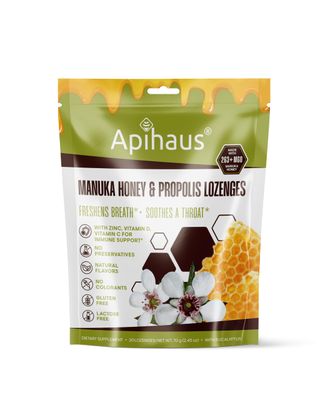 Apihaus Manuka Honey and Propolis Lozenges Eucalyptus Flavor, Freshens Breath - Soothes a Throat- Immune Support with Vitamin C, Vitamin D and Zinc, 20 Count