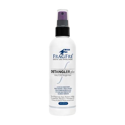 FRAGFRE Detangler plus Styling Hair Spray 8 oz - Heat Protectant and Blowout Spray - Leave in Conditioner for Sensitive Skin - Fragrance Free Hypoallergenic Unscented - Anti Frizz Vegan Cruelty Free