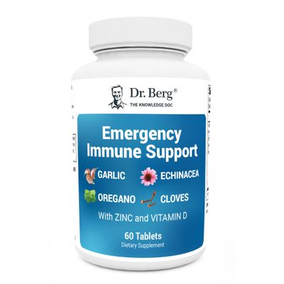 Dr. Berg Emergency Immune Support wEchinacea - Potent Blend of Herbal Extracts (Warning: Strong Herbal Smells) - Immune Support Supplement Includes 2,000 IUs of Vitamin D 10mg of Zinc - 60 Tablets