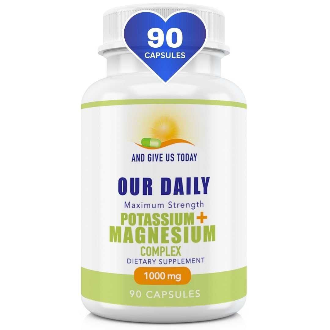 Our Daily Vites Potassium Magnesium Supplement 1000 mg - Powerful Magnesium Potassium Supplement with 5 Forms of Magnesium for Muscle Recovery, Leg Cramps, Gluten-Free Non-GMO - 90 Caps (1000 mg)