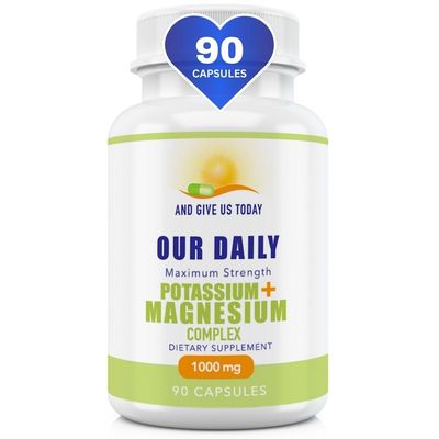 Our Daily Vites Potassium Magnesium Supplement 1000 mg - Powerful Magnesium Potassium Supplement with 5 Forms of Magnesium for Muscle Recovery, Leg Cramps, Gluten-Free Non-GMO - 90 Caps (1000 mg)