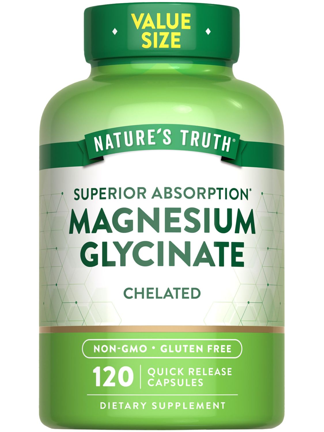 Nature&#39;s Truth Magnesium Glycinate 200mg 120 Capsules High Absorption Chelated Magnesium Non-GMO Gluten Free Mineral Supplement