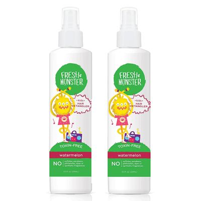 Fresh Monster Kids Detangler Spray, Toxin-Free, Hypoallergenic Natural, Hair Conditioning Spray for Kids, Watermelon (2 Pack, 8.5ozeach)