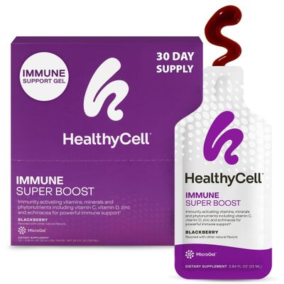 Healthycell Immune Super Boost Daily Liquid Supplement - Immune Support Supplement for Adults with Echinacea, Elderberry, Vitamin C, Vitamin D, Calcium Zinc - 30 Gel Packs