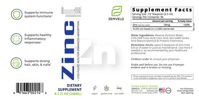 Liquid Ionic Zinc 3 Month Supply Encourage Clear Skin Sustained Energy Natural Inflammatory Support