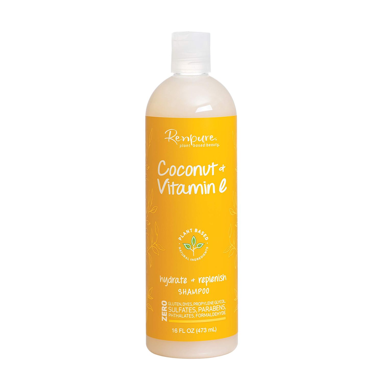 Renpure Plant-Based Beauty Coconut Vitamin E Hydrate Replenish Shampoo, 16 Fluid Ounce