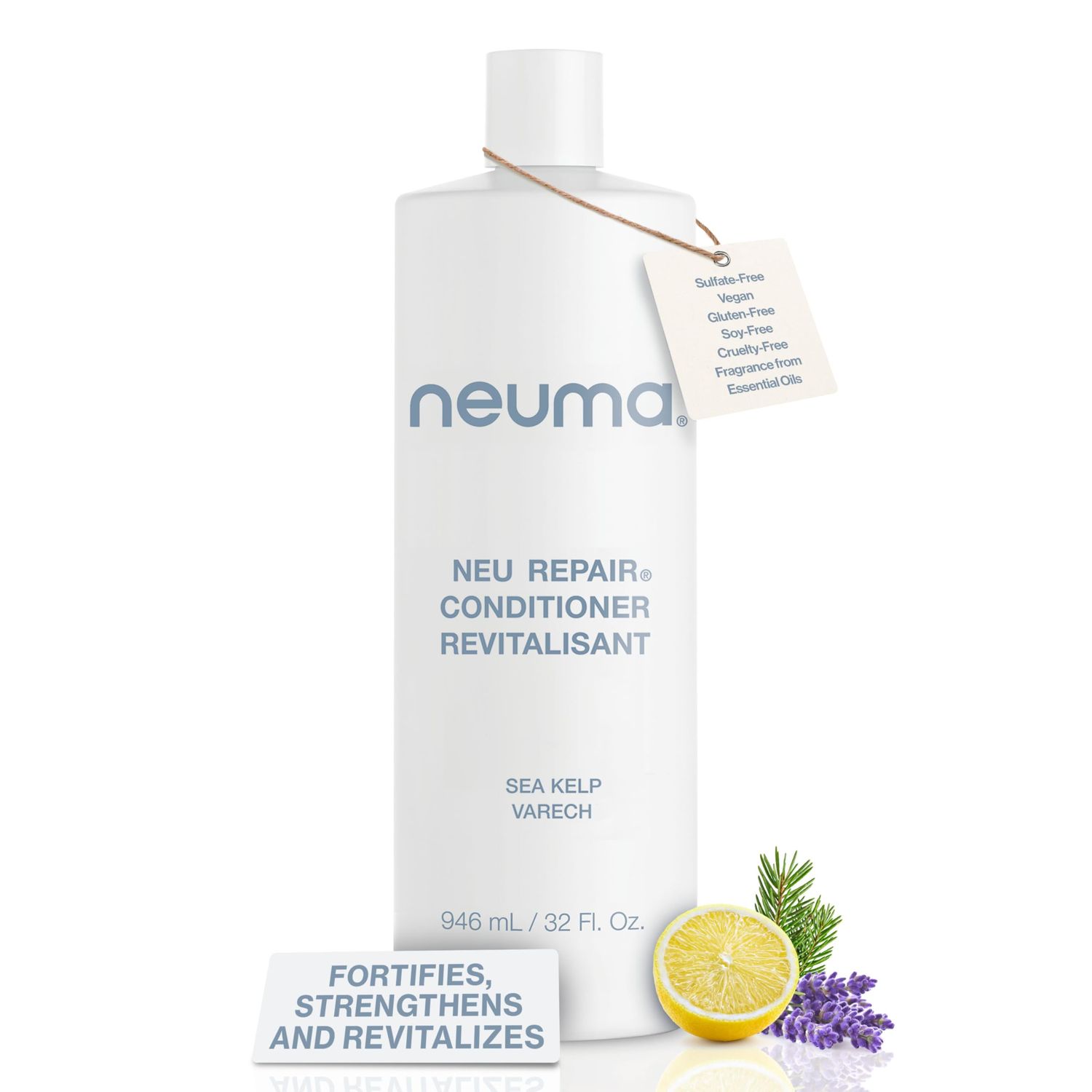 Neuma Neu Repair Conditioner 32 Fl. Oz. Sulfate Free Paraben Free Repairing Conditioner - Fortifies, Revitalizes, Strengthens, Nourishes, Moisturizes, Lemon, Lavender Fir Needle Scent