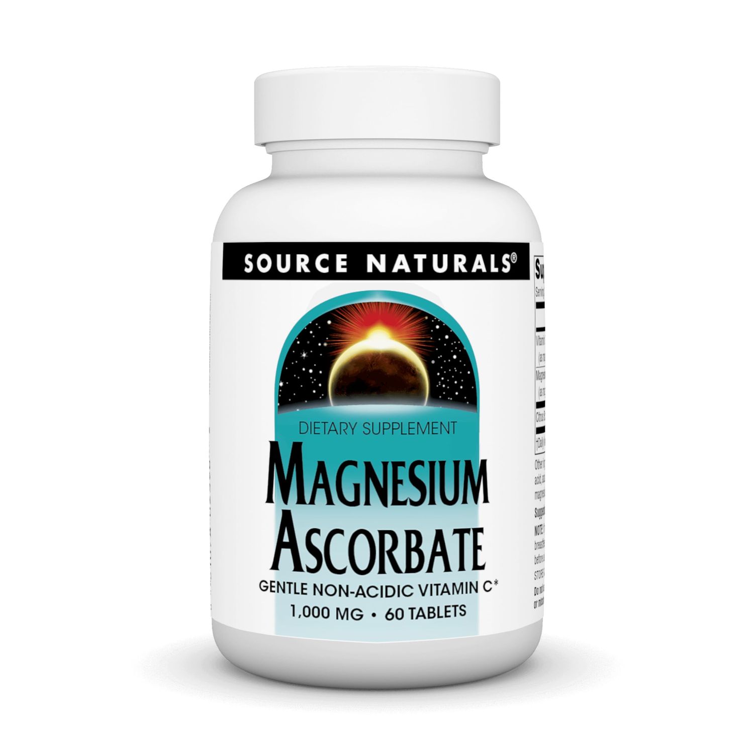 Source Naturals Magnesium Ascorbate, Non-Acidic Vitamin C -1000 mg, 60 Tablets