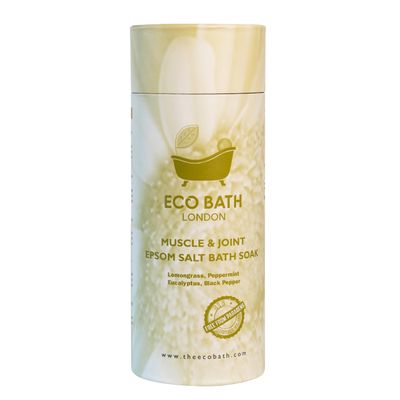 Eco Bath London Muscle Joint Epsom Salt Bath Soak - Tube, Magnesium Bath Salts Infused with Lemongrass, Peppermint, Eucalyptus, and Black Pepper Essential Oils,Bath Salt for Recovery 2.2 LB (1kg)