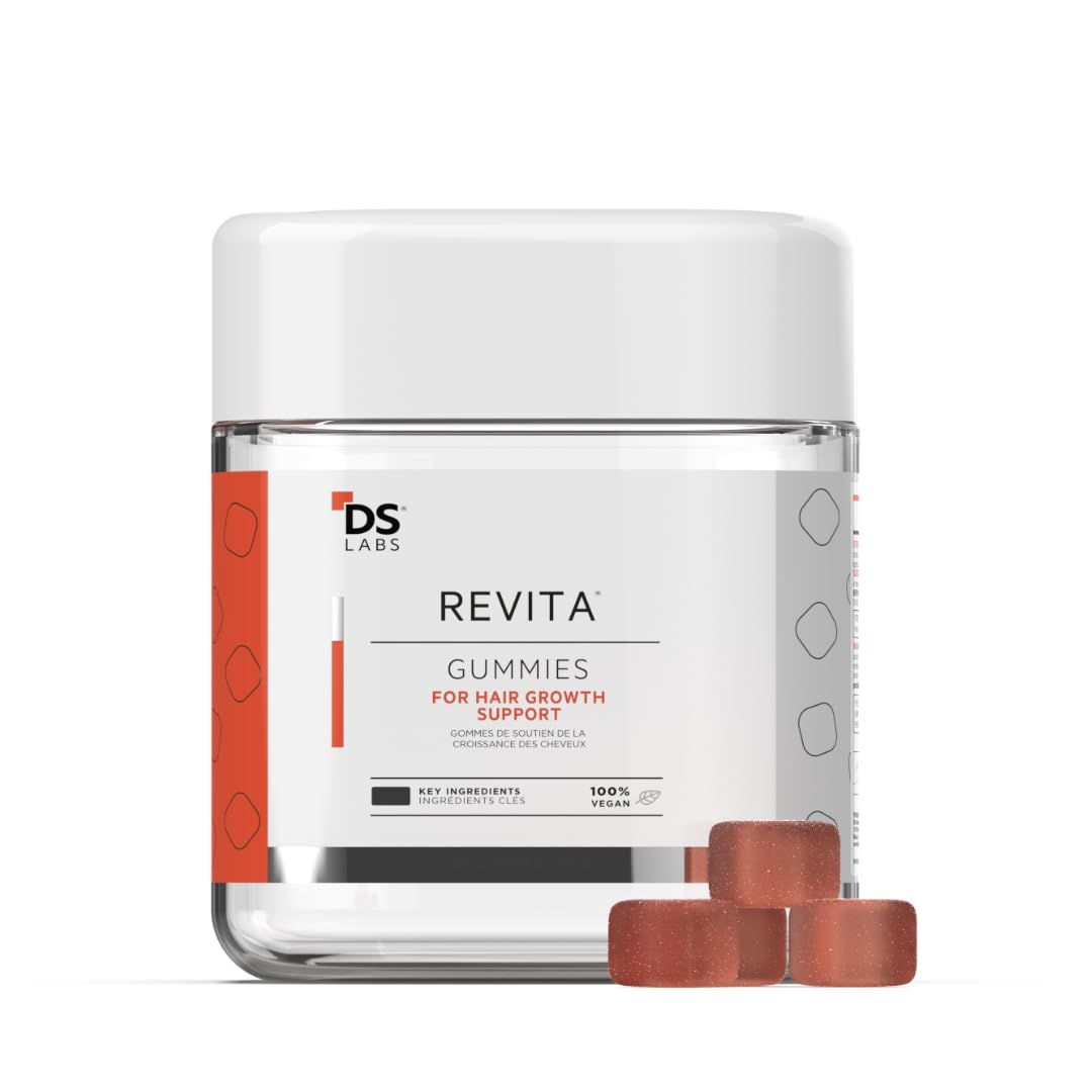 DS Laboratories Revita Hair Growth Gummies, Biotin, Vitamin D, Iron, Magnesium, Melatonin Zinc Supplement, Vegan, Supports Thicker Hair Growth, Gluten Free (Packaging May Vary)