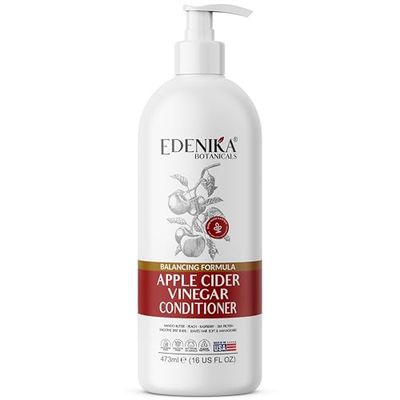 Edenika Botanicals Apple Cider Vinegar Conditioner with Mango Butter, Peach Raspberry, 16 fl oz, Nourishing pH Balancing Formula, Vegan, Sulfate-Free, Paraben-Free, for All Hair Types