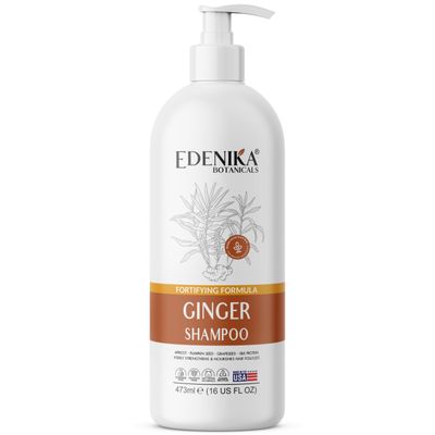 EDENIKA BOTANICALS Ginger Shampoo with Biotin, Fortifying Formula, Promoting Hair Regrowth, Strengthening Nourishing Scalp and Follicles, Restoring Softness and Shine, Paraben-Free, 16 fl oz