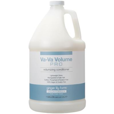 Ginger Lily Farms Salon Formula Va-Va Volume Pro Volumizing Conditioner for Fine Hair, 100 Vegan Cruelty-Free, 1 Gallon (128 fl oz) Refill