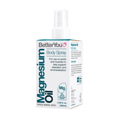 BetterYou Magnesium Oil Body Spray - Supports Natural Muscle Recovery and Function - Helps Your Skin Soak in Calcium - Effective Absorption for Strong Bones with Great Flexibility - 3.38 oz
