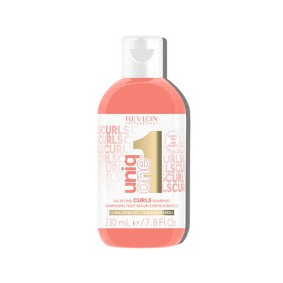 REVLON PROFESSIONAL UniqOne Curls Shampoo, 10-in-1 Sulfate-Free Formula for Curly Hair, Curl Defining, Controls Frizz, Hydrates, Color Safe Vegan, 7.7 fl oz