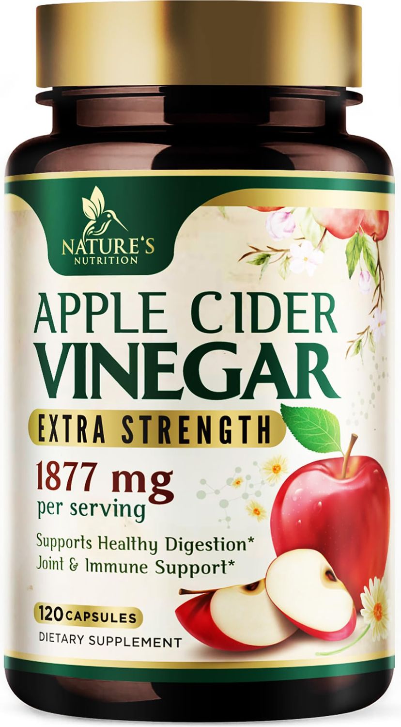Apple Cider Vinegar Capsules for Detox Cleanse with Vitamin D Zinc - 1877mg per Serving - Premium ACV Pills with Joint Natural Digestion Immune Support - Non-GMO Supplement - 120 Capsules