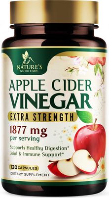 Apple Cider Vinegar Capsules for Detox Cleanse with Vitamin D Zinc - 1877mg per Serving - Premium ACV Pills with Joint Natural Digestion Immune Support - Non-GMO Supplement - 120 Capsules