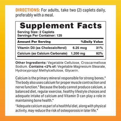 Vitamin World Calcium 600mg Vitamin D3 250 Coated caplets