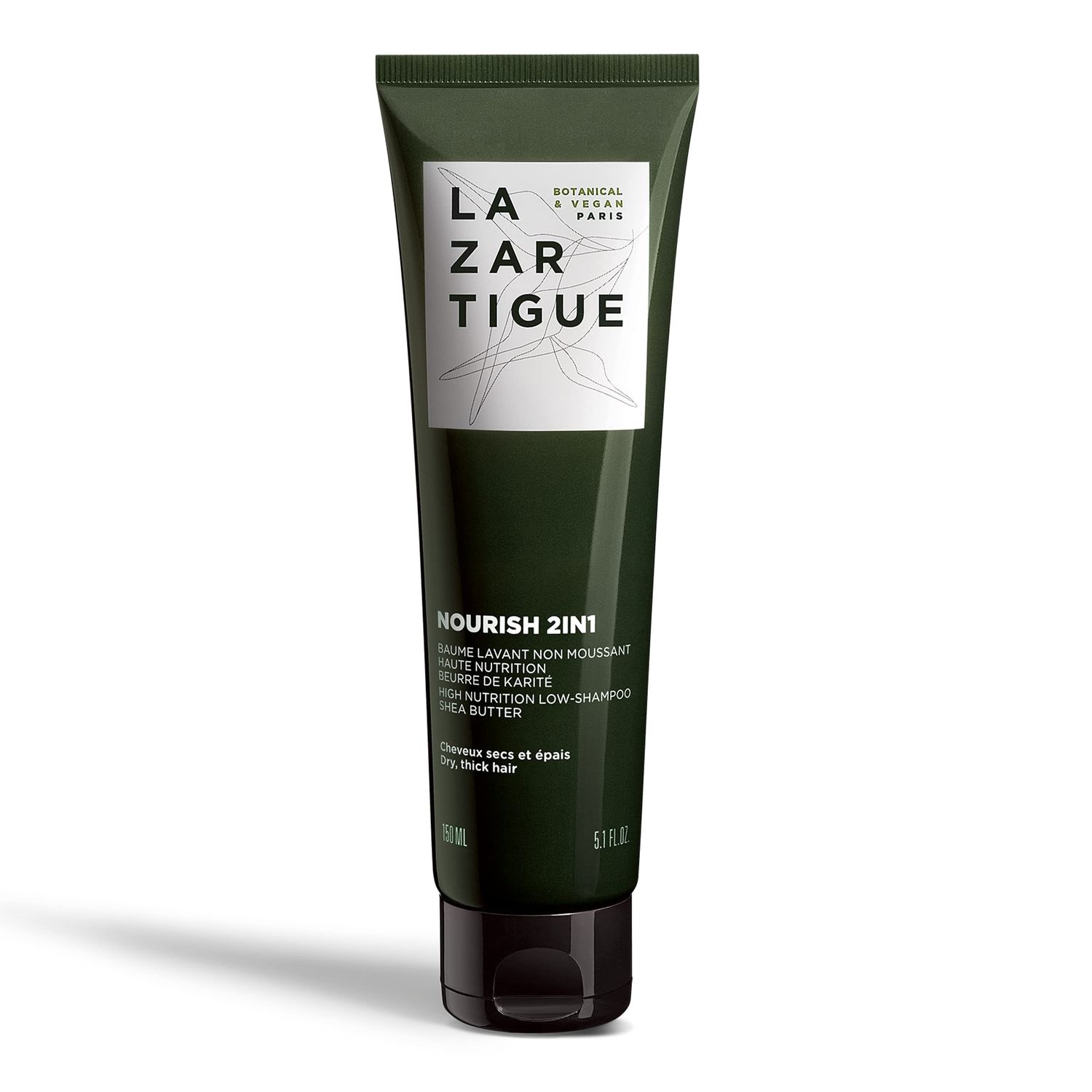 Lazartigue Nourish 2IN1 Low Shampoo, Shea Babassu Butters, Intensive Nourishment for Dry Hair, Vegan, Sulfate Silicone Free, 5.1 fl.oz.
