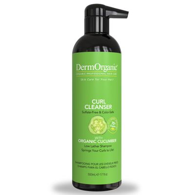 DermOrganic Organic Cucumber Curl Care Shampoo - Sulfate-Free, Color Safe, Hydrating, 17 oz