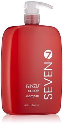 SEVEN Rinzu COLOR Shampoo Hair Care for Color-Treated Hair, Sulfate Free, Moisturizes, Strengthens Extends Color Retention with Aloe, Vitamin B5, Sunflower Seed for Men Women, Made in USA, 32 Oz