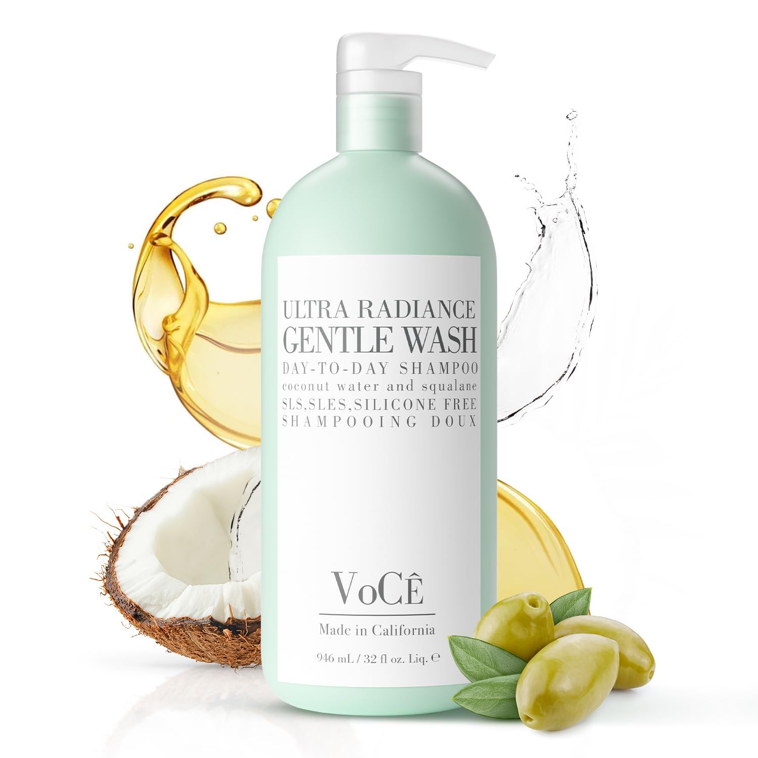 VoC Haircare Gentle Wash Vegan Cruelty-Free Shampoo Clean Haircare, Color Safe, Paraben and Sulfate Free, Ultra Radiance, Hydrating, Shine Enhancing (32 oz 946 ml)