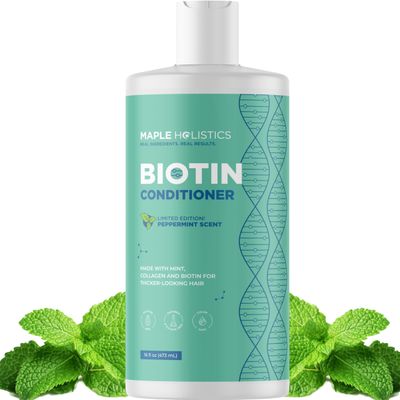 Volumizing Biotin Conditioner for Thinning Hair - Volumizing Conditioner for Fine Thin Weak Hair - Sulfate Paraben Silicone Free Hair Conditioner Nourishing Plant Proteins B Vitamins (Mint)