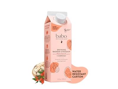Babo Botanicals Defining Baobab Rosehip Conditioner - For extra dry, curly hair - Smooth Define - Citrus Cedarwood Fragrance - Water-Resistant Carton w. 80 Less Plastic - Vegan