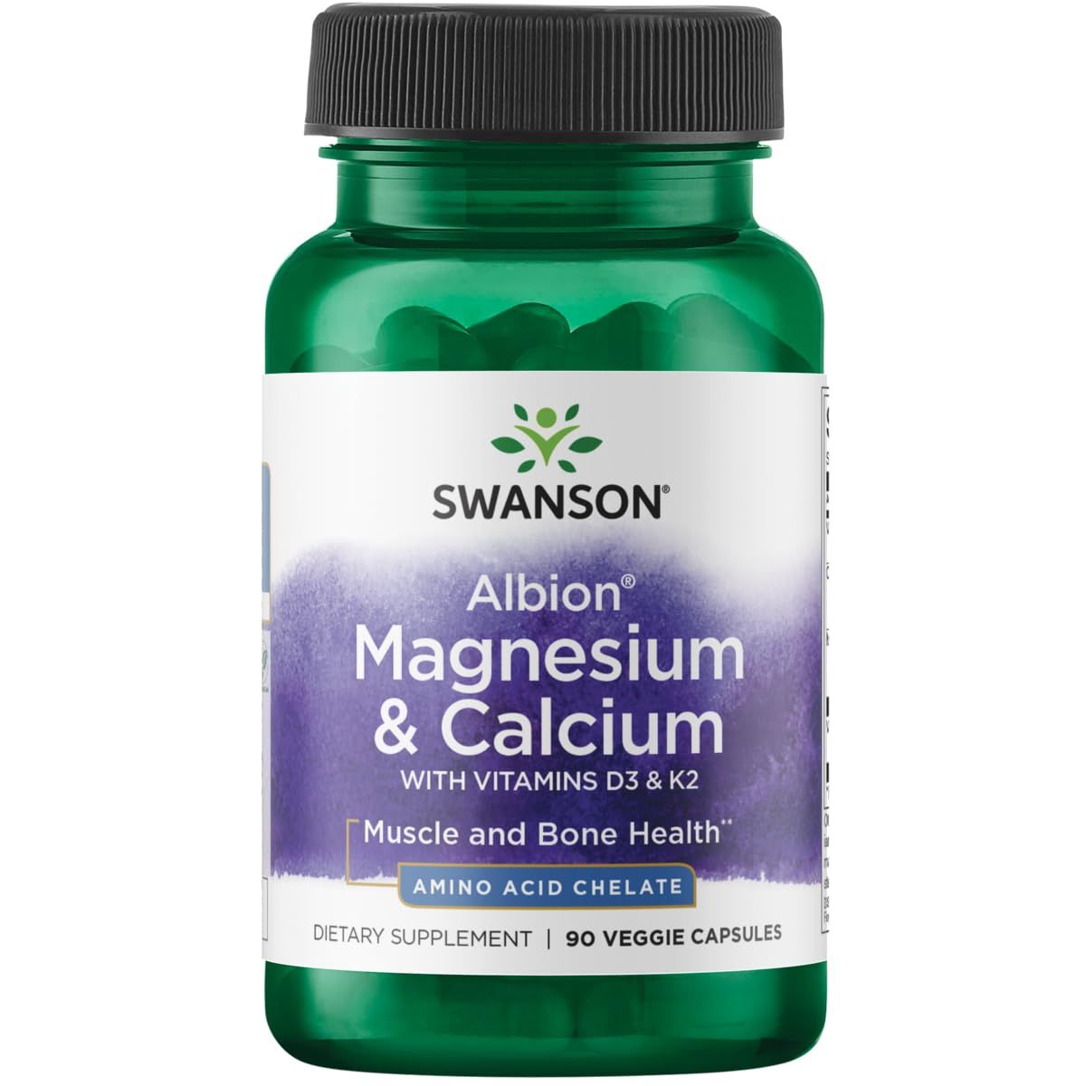 Swanson Albion Chelated Magnesium Calcium 2:1 90 Veg Capsules