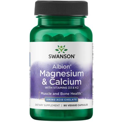 Swanson Albion Chelated Magnesium Calcium 2:1 90 Veg Capsules