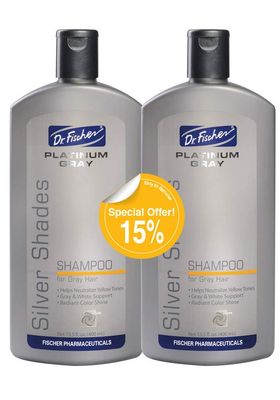 Dr. Fischer Nourishing Platinum Shampoo for Men Women with GrayWhiteColored hair - TWIN PACK (each shampoo 13.5 fl. Oz