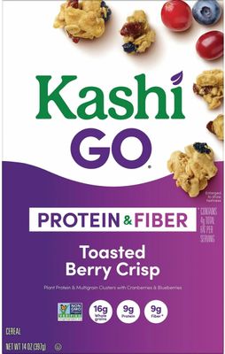 Kashi GO Toasted Berry Crisp Cereal - Vegan, Non-GMO Project Verified, Bulk Size 14 Oz Box (Pack of 4)