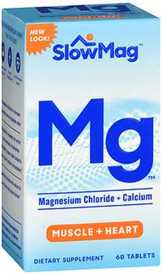 SlowMag MG Muscle Heart Magnesium Chloride with Calcium Tablets 60 Count (Pack of 2)