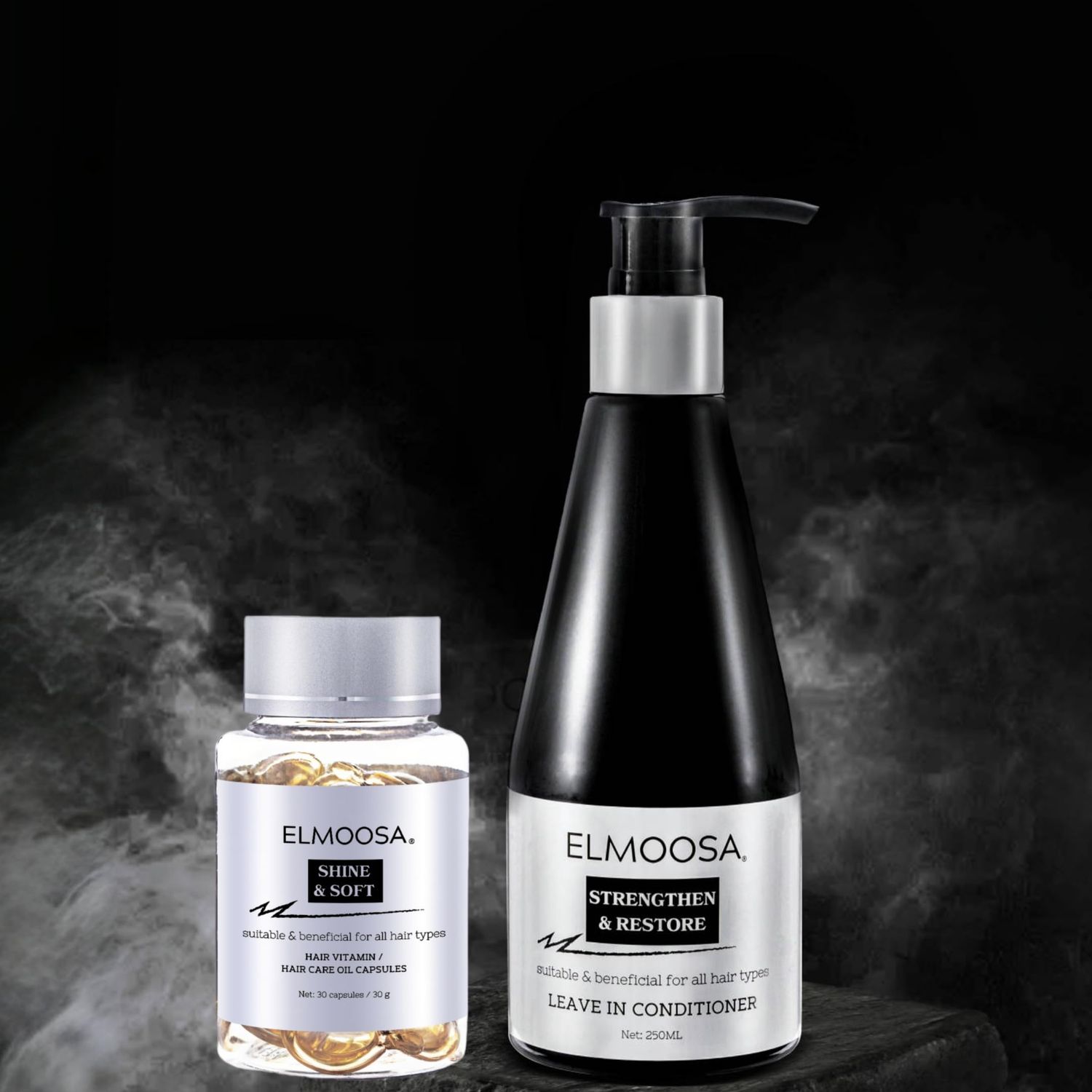 ELMOOSA REPAIR CARE HAIR ROUTINE For All Hair Types 250ML Leave In Conditioner and Hair Care Oil Capsules Made With Macadamia Ternifolia Seed Oil For Women Men