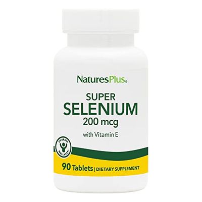 NaturesPlus Super Selenium Complex - 200 mcg, 90 Vegetarian Tablets - Essential Mineral Supplement with Vitamin E - Promotes Healthy Thyroid - Antioxidant - Gluten-Free - 90 Servings