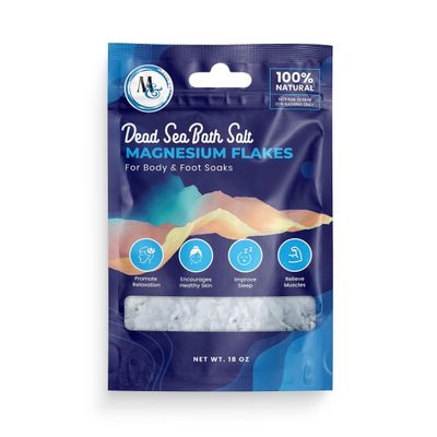 Magnesium Flakes Bath Salts -18 oz Travel Bag Bath Salts for Women Relaxing - Mineral Supplements for Muscle Relief, Aches -Better Then Epsom Soothing Flake Salt for Men and Women