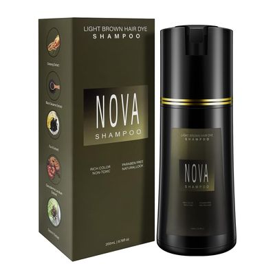 Hair Dye Shampoo Champu Para Canas - Natural 3-in-1 Instant Gray Coverage for Men Women (Light brown)